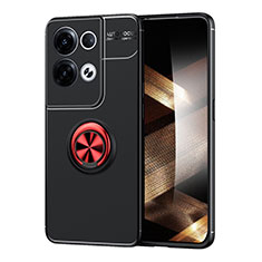 Coque Ultra Fine Silicone Souple Housse Etui avec Support Bague Anneau Aimante Magnetique SD1 pour Xiaomi Redmi Note 13 Pro 5G Rouge et Noir