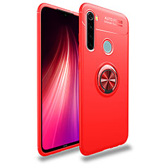 Coque Ultra Fine Silicone Souple Housse Etui avec Support Bague Anneau Aimante Magnetique SD1 pour Xiaomi Redmi Note 8 (2021) Rouge