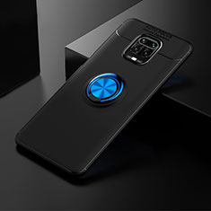 Coque Ultra Fine Silicone Souple Housse Etui avec Support Bague Anneau Aimante Magnetique SD1 pour Xiaomi Redmi Note 9 Pro Bleu et Noir