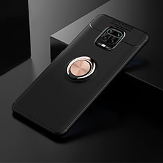 Coque Ultra Fine Silicone Souple Housse Etui avec Support Bague Anneau Aimante Magnetique SD1 pour Xiaomi Redmi Note 9 Pro Or et Noir