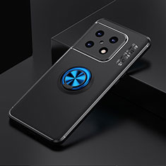 Coque Ultra Fine Silicone Souple Housse Etui avec Support Bague Anneau Aimante Magnetique SD2 pour OnePlus 10 Pro 5G Bleu et Noir