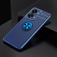 Coque Ultra Fine Silicone Souple Housse Etui avec Support Bague Anneau Aimante Magnetique SD2 pour OnePlus Nord 2T 5G Bleu