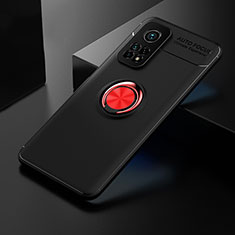Coque Ultra Fine Silicone Souple Housse Etui avec Support Bague Anneau Aimante Magnetique SD2 pour Xiaomi Mi 10T 5G Rouge et Noir