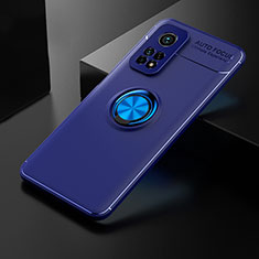 Coque Ultra Fine Silicone Souple Housse Etui avec Support Bague Anneau Aimante Magnetique SD2 pour Xiaomi Mi 10T Pro 5G Bleu
