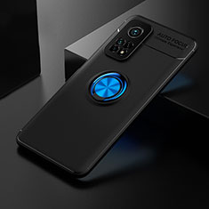 Coque Ultra Fine Silicone Souple Housse Etui avec Support Bague Anneau Aimante Magnetique SD2 pour Xiaomi Mi 10T Pro 5G Bleu et Noir