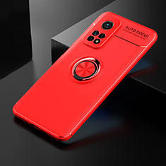 Coque Ultra Fine Silicone Souple Housse Etui avec Support Bague Anneau Aimante Magnetique SD2 pour Xiaomi Mi 10T Pro 5G Rouge