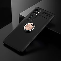 Coque Ultra Fine Silicone Souple Housse Etui avec Support Bague Anneau Aimante Magnetique SD2 pour Xiaomi Mi Note 10 Lite Or et Noir
