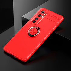 Coque Ultra Fine Silicone Souple Housse Etui avec Support Bague Anneau Aimante Magnetique SD2 pour Xiaomi Mi Note 10 Lite Rouge