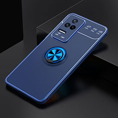Coque Ultra Fine Silicone Souple Housse Etui avec Support Bague Anneau Aimante Magnetique SD2 pour Xiaomi Poco F4 5G Bleu