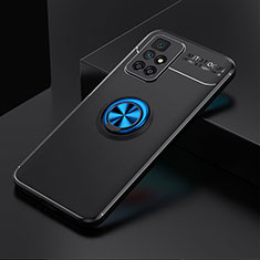 Coque Ultra Fine Silicone Souple Housse Etui avec Support Bague Anneau Aimante Magnetique SD2 pour Xiaomi Redmi 10 (2022) Bleu et Noir