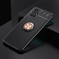 Coque Ultra Fine Silicone Souple Housse Etui avec Support Bague Anneau Aimante Magnetique SD2 pour Xiaomi Redmi 10 (2022) Or et Noir