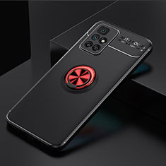 Coque Ultra Fine Silicone Souple Housse Etui avec Support Bague Anneau Aimante Magnetique SD2 pour Xiaomi Redmi 10 (2022) Rouge et Noir