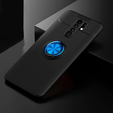 Coque Ultra Fine Silicone Souple Housse Etui avec Support Bague Anneau Aimante Magnetique SD2 pour Xiaomi Redmi 9 Bleu et Noir