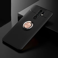 Coque Ultra Fine Silicone Souple Housse Etui avec Support Bague Anneau Aimante Magnetique SD2 pour Xiaomi Redmi 9 Or et Noir