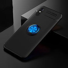 Coque Ultra Fine Silicone Souple Housse Etui avec Support Bague Anneau Aimante Magnetique SD2 pour Xiaomi Redmi 9A Bleu et Noir