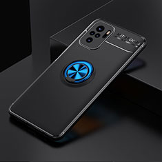 Coque Ultra Fine Silicone Souple Housse Etui avec Support Bague Anneau Aimante Magnetique SD2 pour Xiaomi Redmi Note 10S 4G Bleu et Noir