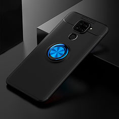 Coque Ultra Fine Silicone Souple Housse Etui avec Support Bague Anneau Aimante Magnetique SD2 pour Xiaomi Redmi Note 9 Bleu et Noir