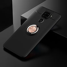 Coque Ultra Fine Silicone Souple Housse Etui avec Support Bague Anneau Aimante Magnetique SD2 pour Xiaomi Redmi Note 9 Or et Noir