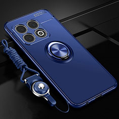 Coque Ultra Fine Silicone Souple Housse Etui avec Support Bague Anneau Aimante Magnetique SD3 pour OnePlus 10 Pro 5G Bleu