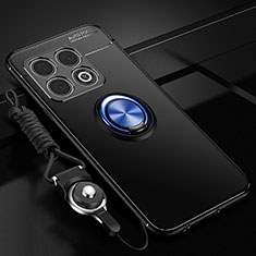 Coque Ultra Fine Silicone Souple Housse Etui avec Support Bague Anneau Aimante Magnetique SD3 pour OnePlus 10 Pro 5G Bleu et Noir