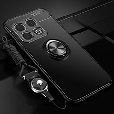 Coque Ultra Fine Silicone Souple Housse Etui avec Support Bague Anneau Aimante Magnetique SD3 pour OnePlus 10 Pro 5G Noir