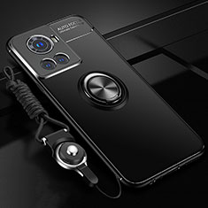 Coque Ultra Fine Silicone Souple Housse Etui avec Support Bague Anneau Aimante Magnetique SD3 pour OnePlus 10R 5G Noir