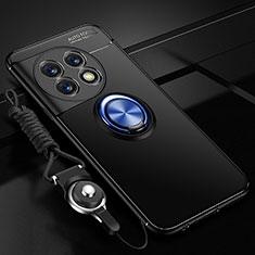 Coque Ultra Fine Silicone Souple Housse Etui avec Support Bague Anneau Aimante Magnetique SD3 pour OnePlus 11 5G Bleu et Noir