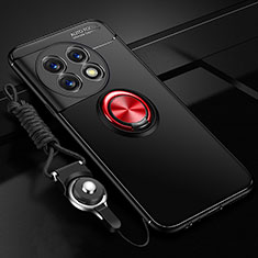 Coque Ultra Fine Silicone Souple Housse Etui avec Support Bague Anneau Aimante Magnetique SD3 pour OnePlus 11 5G Rouge et Noir