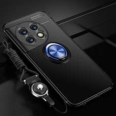 Coque Ultra Fine Silicone Souple Housse Etui avec Support Bague Anneau Aimante Magnetique SD3 pour OnePlus 11R 5G Bleu et Noir