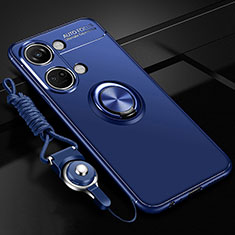 Coque Ultra Fine Silicone Souple Housse Etui avec Support Bague Anneau Aimante Magnetique SD3 pour OnePlus Ace 2V 5G Bleu