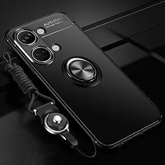 Coque Ultra Fine Silicone Souple Housse Etui avec Support Bague Anneau Aimante Magnetique SD3 pour OnePlus Ace 2V 5G Noir