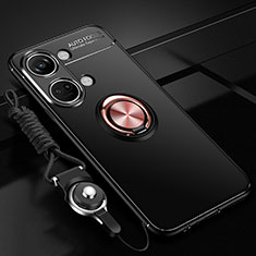 Coque Ultra Fine Silicone Souple Housse Etui avec Support Bague Anneau Aimante Magnetique SD3 pour OnePlus Ace 2V 5G Or et Noir