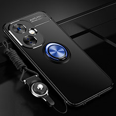 Coque Ultra Fine Silicone Souple Housse Etui avec Support Bague Anneau Aimante Magnetique SD3 pour OnePlus Nord CE 3 5G Bleu et Noir