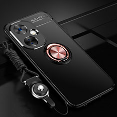 Coque Ultra Fine Silicone Souple Housse Etui avec Support Bague Anneau Aimante Magnetique SD3 pour OnePlus Nord CE 3 5G Or et Noir