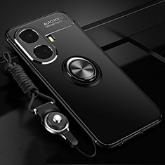 Coque Ultra Fine Silicone Souple Housse Etui avec Support Bague Anneau Aimante Magnetique SD3 pour Realme 10 Pro+ Plus 5G Noir