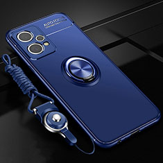 Coque Ultra Fine Silicone Souple Housse Etui avec Support Bague Anneau Aimante Magnetique SD3 pour Realme 9 5G Bleu