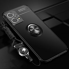 Coque Ultra Fine Silicone Souple Housse Etui avec Support Bague Anneau Aimante Magnetique SD3 pour Realme 9 Pro+ Plus 5G Noir
