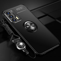 Coque Ultra Fine Silicone Souple Housse Etui avec Support Bague Anneau Aimante Magnetique SD3 pour Realme GT 5G Noir