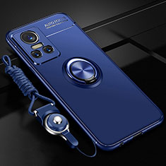 Coque Ultra Fine Silicone Souple Housse Etui avec Support Bague Anneau Aimante Magnetique SD3 pour Realme GT Neo3 5G Bleu