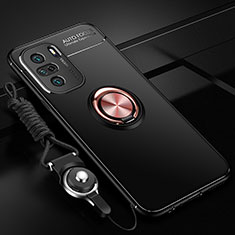 Coque Ultra Fine Silicone Souple Housse Etui avec Support Bague Anneau Aimante Magnetique SD3 pour Xiaomi Mi 11i 5G Or et Noir