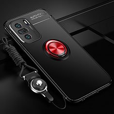 Coque Ultra Fine Silicone Souple Housse Etui avec Support Bague Anneau Aimante Magnetique SD3 pour Xiaomi Mi 11X 5G Rouge et Noir