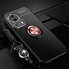 Coque Ultra Fine Silicone Souple Housse Etui avec Support Bague Anneau Aimante Magnetique SD3 pour Xiaomi Mi 12 Lite NE 5G Or et Noir