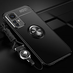 Coque Ultra Fine Silicone Souple Housse Etui avec Support Bague Anneau Aimante Magnetique SD3 pour Xiaomi Mi 12T Pro 5G Noir