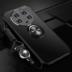 Coque Ultra Fine Silicone Souple Housse Etui avec Support Bague Anneau Aimante Magnetique SD3 pour Xiaomi Mi 13 Ultra 5G Noir