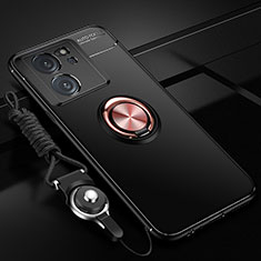 Coque Ultra Fine Silicone Souple Housse Etui avec Support Bague Anneau Aimante Magnetique SD3 pour Xiaomi Mi 13T 5G Or et Noir