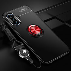 Coque Ultra Fine Silicone Souple Housse Etui avec Support Bague Anneau Aimante Magnetique SD3 pour Xiaomi Poco F3 GT 5G Rouge et Noir
