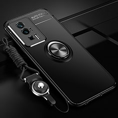 Coque Ultra Fine Silicone Souple Housse Etui avec Support Bague Anneau Aimante Magnetique SD3 pour Xiaomi Poco F5 Pro 5G Noir