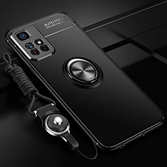 Coque Ultra Fine Silicone Souple Housse Etui avec Support Bague Anneau Aimante Magnetique SD3 pour Xiaomi Poco M4 Pro 5G Noir