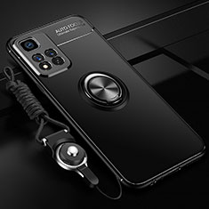 Coque Ultra Fine Silicone Souple Housse Etui avec Support Bague Anneau Aimante Magnetique SD3 pour Xiaomi Poco X4 NFC Noir
