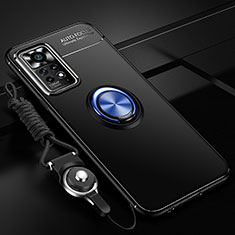 Coque Ultra Fine Silicone Souple Housse Etui avec Support Bague Anneau Aimante Magnetique SD3 pour Xiaomi Poco X4 Pro 5G Bleu et Noir